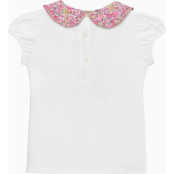 Emma & Georgina Pie Crust Jersey Top, White/Bright Pink - Blouses - 2