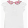 Emma & Georgina Pie Crust Jersey Top, White/Bright Pink - Blouses - 2