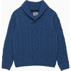 Finn Shawl Collar Jumper, Denim Blue Marl - Sweaters - 1 - thumbnail