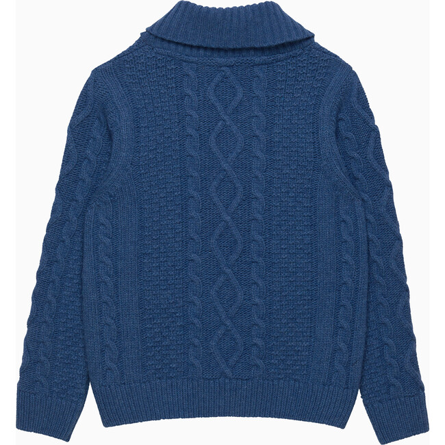 Finn Shawl Collar Jumper, Denim Blue Marl - Sweaters - 2