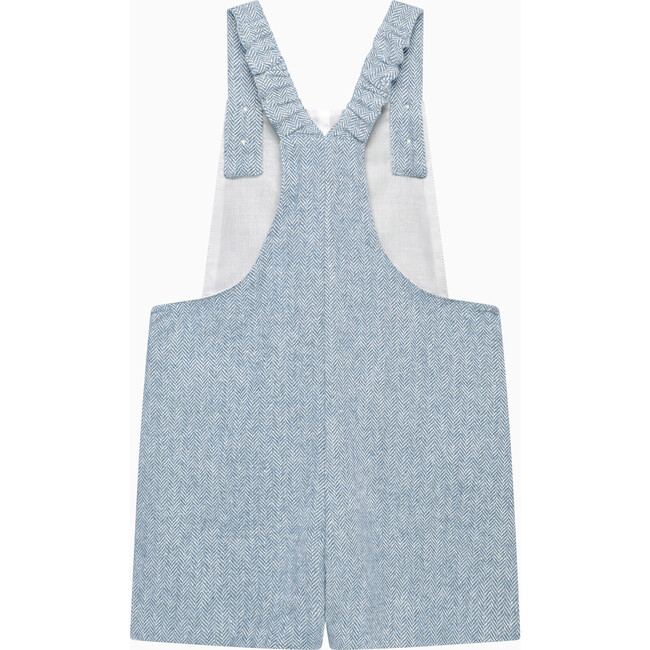 Guardsman Alfie Bib Shorts, Pale Blue Herringbone - Rompers - 2