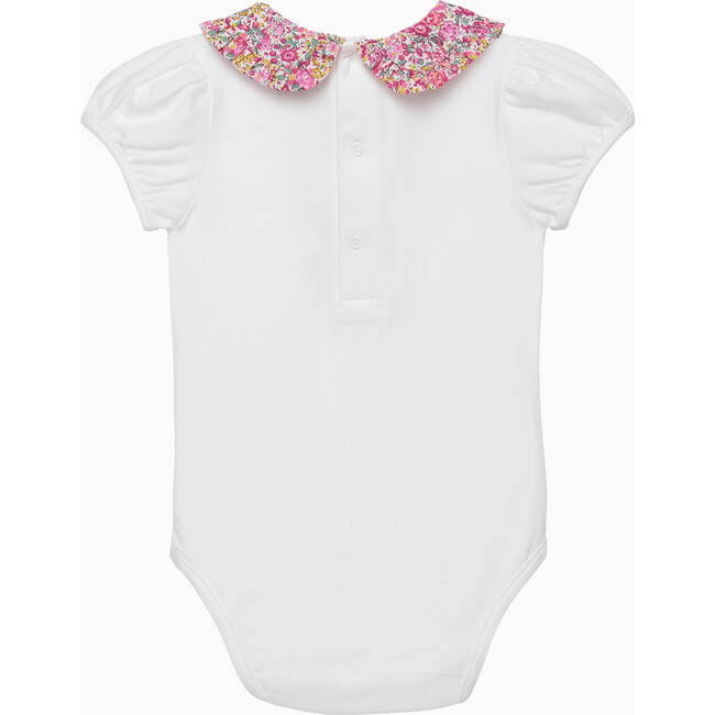 Emma & Georgina Pie Crust Collar Body, White/Bright Pink - Onesies - 2