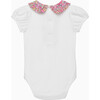 Emma & Georgina Pie Crust Collar Body, White/Bright Pink - Onesies - 2