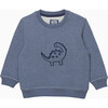 Dinosaur Sweatshirt, Mid Blue Marl - Sweatshirts - 1 - thumbnail