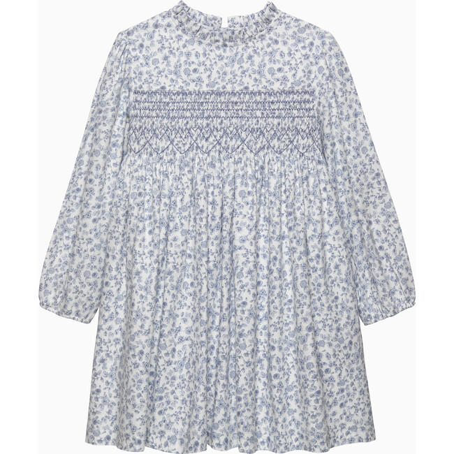 Edie Rose Floral Smocked Dress, Pale Blue Floral