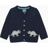Dinosaur Cardigan, Navy - Cardigans - 1 - thumbnail