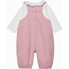 Bunny Smocked Dungaree Set, Pale Pink Herringbone - Rompers - 2