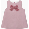 Baby Georgina Bow Dress, Pink Herringbone - Dresses - 1 - thumbnail