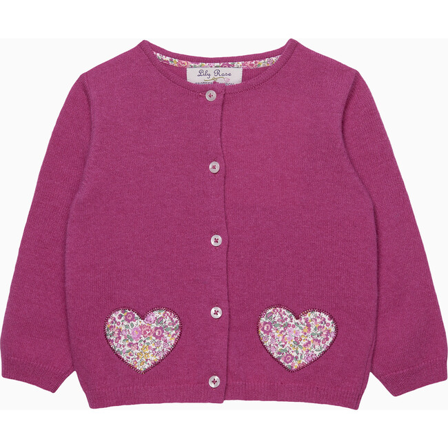 Baby Emma & Georgina Heart Cardigan, Pink/Bright Pink