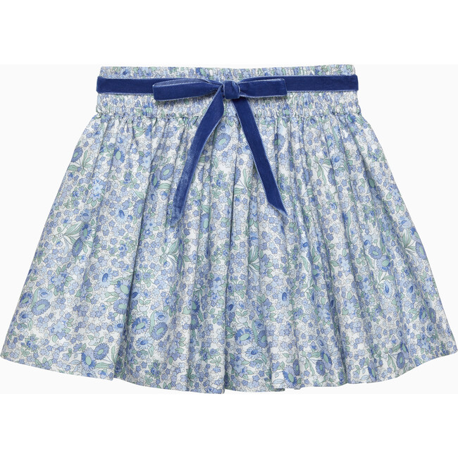 Arabella Floral Skirt With Belt, Blue Floral