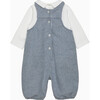Augustus & Friends Smocked Dungaree Set, Pale Blue Herringbone - Rompers - 2