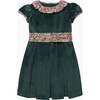Velvet Party Dress, Green Velvet/Red Hedgerow - Dresses - 1 - thumbnail