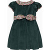 Velvet Party Dress, Green Velvet/Red Hedgerow - Dresses - 2