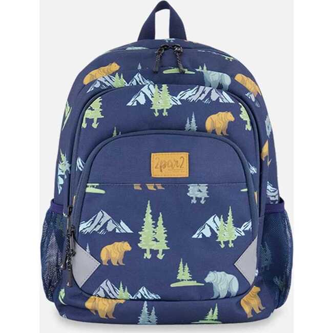 Little Kids Backpack, Navy Animal Print