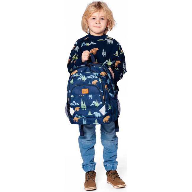Little Kids Backpack, Navy Animal Print - Backpacks - 2