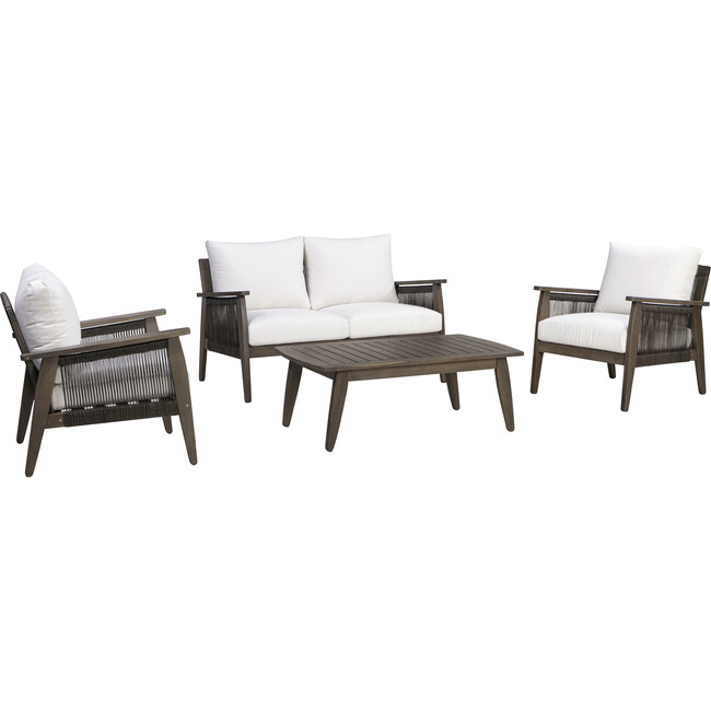 Teamson Home Outdoor Conversation Set with Thick Cushions & Solid Acacia Frame