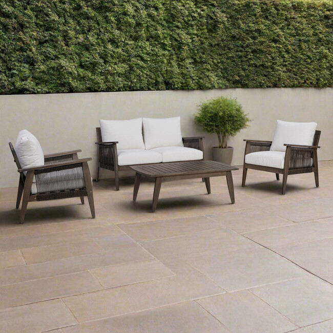 Teamson Home Outdoor Conversation Set with Thick Cushions & Solid Acacia Frame - Outdoor Home - 2