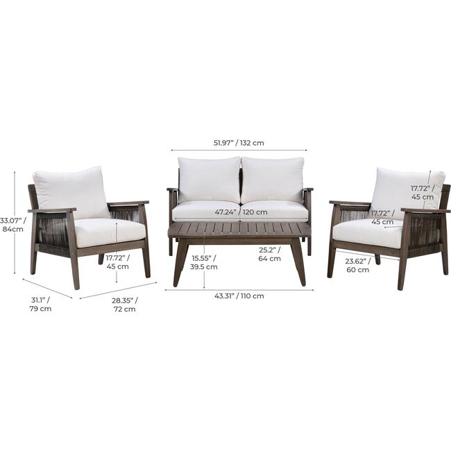Teamson Home Outdoor Conversation Set with Thick Cushions & Solid Acacia Frame - Outdoor Home - 6