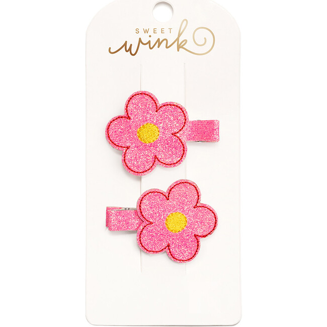 Pink Daisy Clip Set, Pink