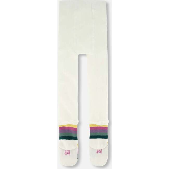 Striped Footed Knit Tights, Off-White - Tights - 3