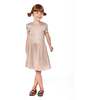 Short Sleeve Dress with Pleated Skirt Light Caramel, Golden Beige - Dresses - 2