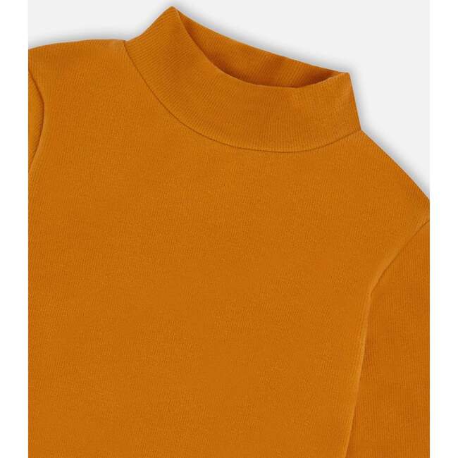 Super Soft Ribbed Mock Neck Top, Golden Yellow - Shirts - 3