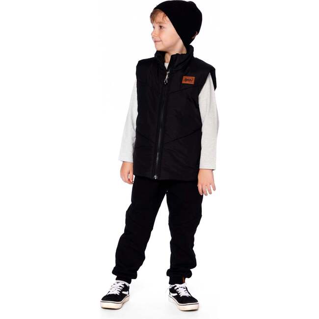 Quilted Mid-Season Sleeveless Vest, Black - Vests - 3