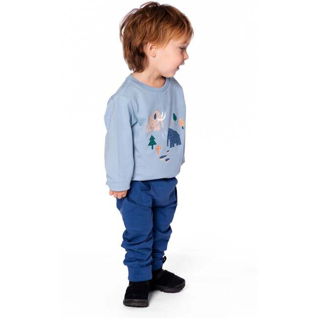 Organic Cotton Jersey Two-Piece Top and Pant Set, Blue - Mixed Apparel Set - 2