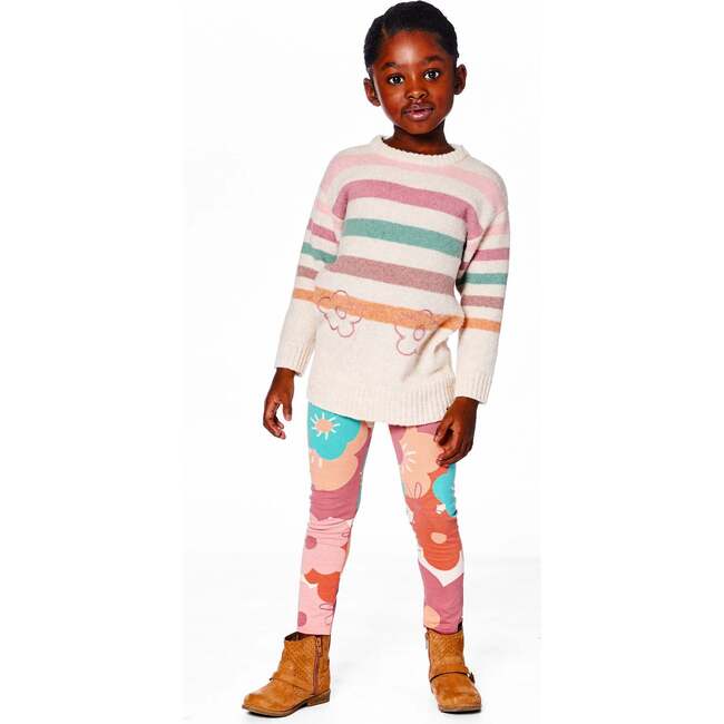 Organic Cotton Jersey Leggings With, Coral Flowers - Leggings - 2