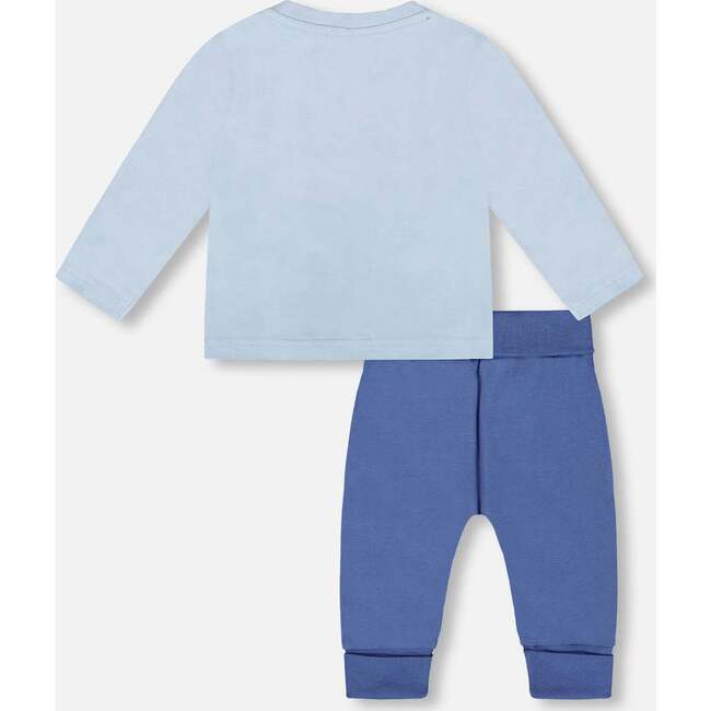 Organic Cotton Jersey Two-Piece Top and Pant Set, Blue - Mixed Apparel Set - 3