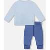 Organic Cotton Jersey Two-Piece Top and Pant Set, Blue - Mixed Apparel Set - 3