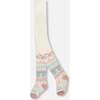 Knit Tights White Pink and Turquoise with Norwegian Jacquard, White, Pink and Turquoise - Tights - 1 - thumbnail