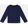 Long Sleeve Brushed Jersey Striped Tee, Black - Sweatshirts - 1 - thumbnail