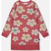 Knitted Dress with Flower Jacquard, Old Pink and Beige - Dresses - 1 - thumbnail