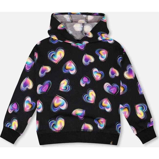 Fleece Hoodie, Black and Multicolor