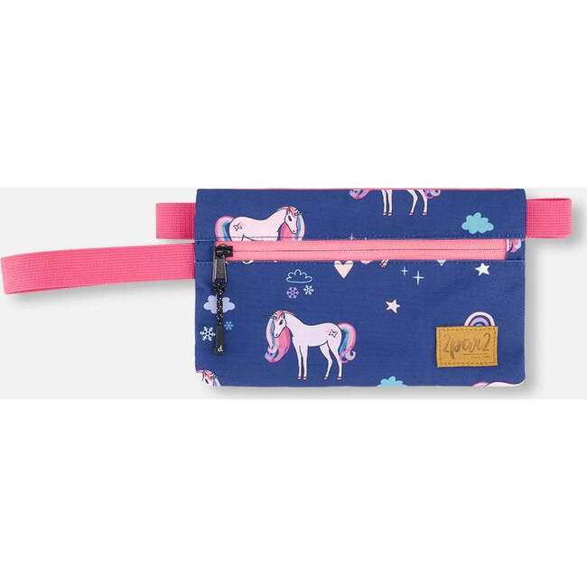 Double Pencil Case, Navy Unicorn Print