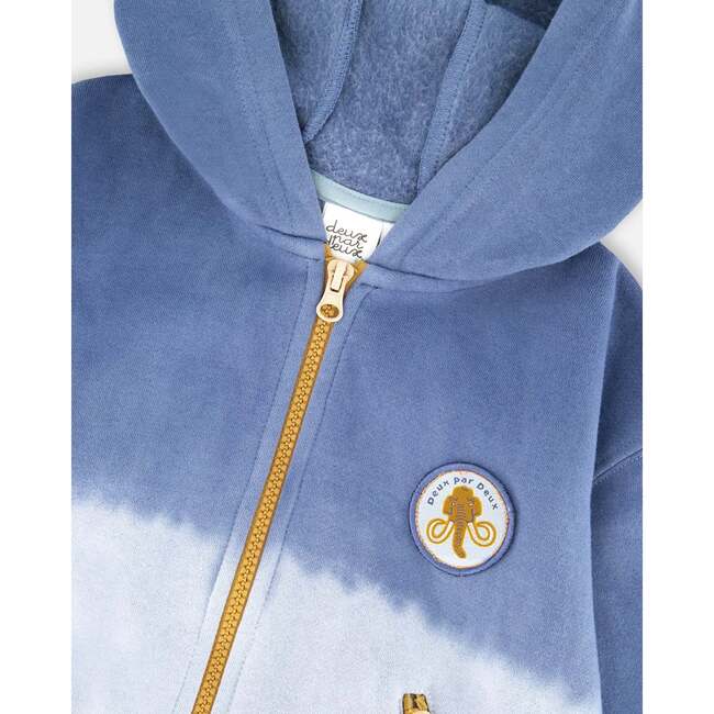 Full Zip Hooded Fleece Jacket, Blue - Sweatshirts - 3