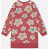 Knitted Dress with Flower Jacquard, Old Pink and Beige - Dresses - 3
