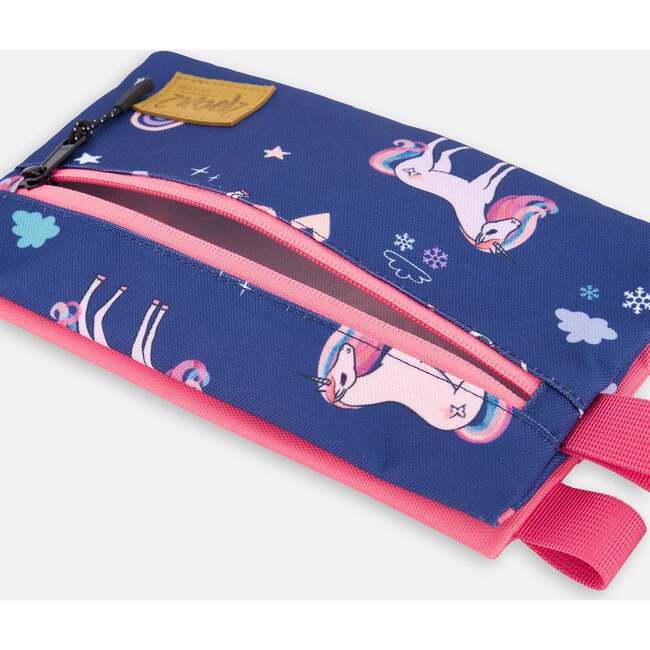 Double Pencil Case, Navy Unicorn Print - School Supplies - 3