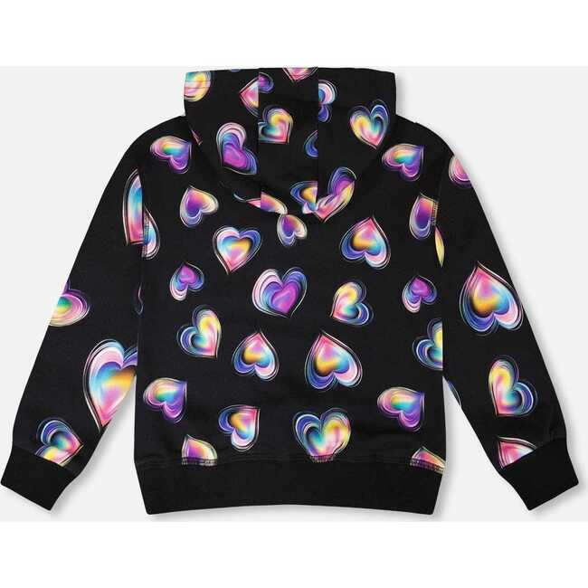 Fleece Hoodie, Black and Multicolor - Sweatshirts - 3