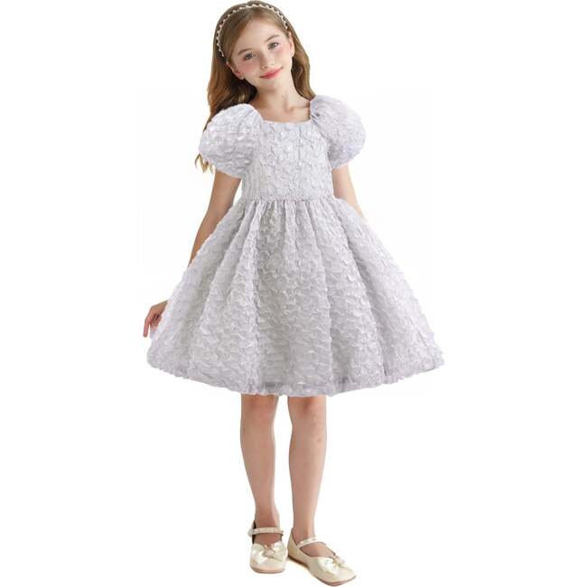 Textured Empire Dress, Gray - Dresses - 2