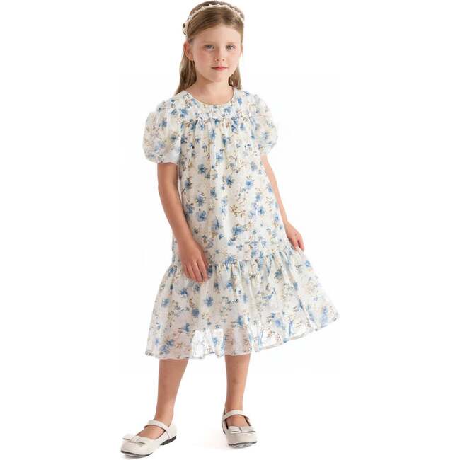 Vienna Floral Dress, Blue - Dresses - 4
