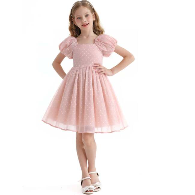 Polka Dot Empire Dress, Pink - Dresses - 2