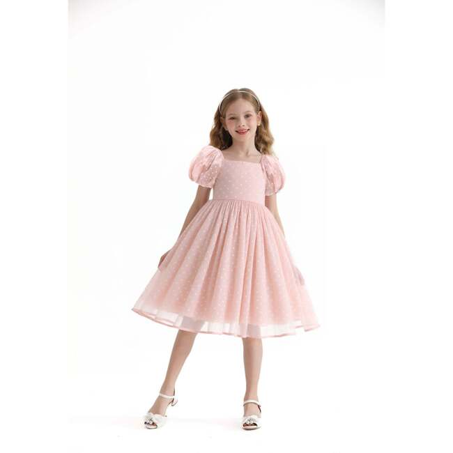 Polka Dot Empire Dress, Pink - Dresses - 3