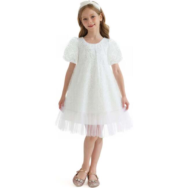 Embroidered Tulle Milan Dress, White - Dresses - 2