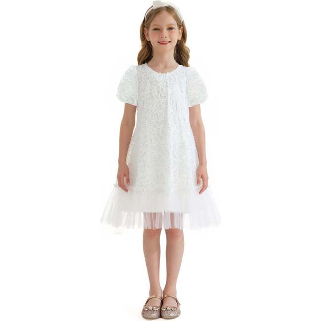 Embroidered Tulle Milan Dress, White - Dresses - 3