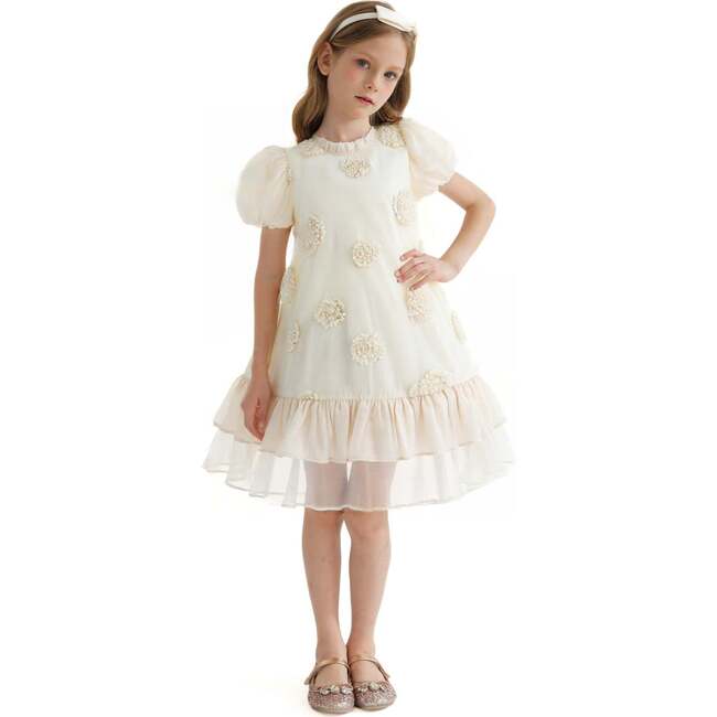 Floral Granada Dress, Beige - Dresses - 4