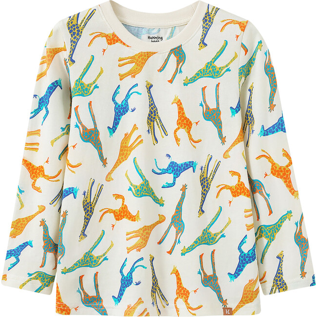 Colorful Giraffes Long Sleeve Tee, Multi