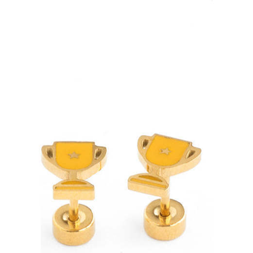 Trophy Stud Earrings, Gold