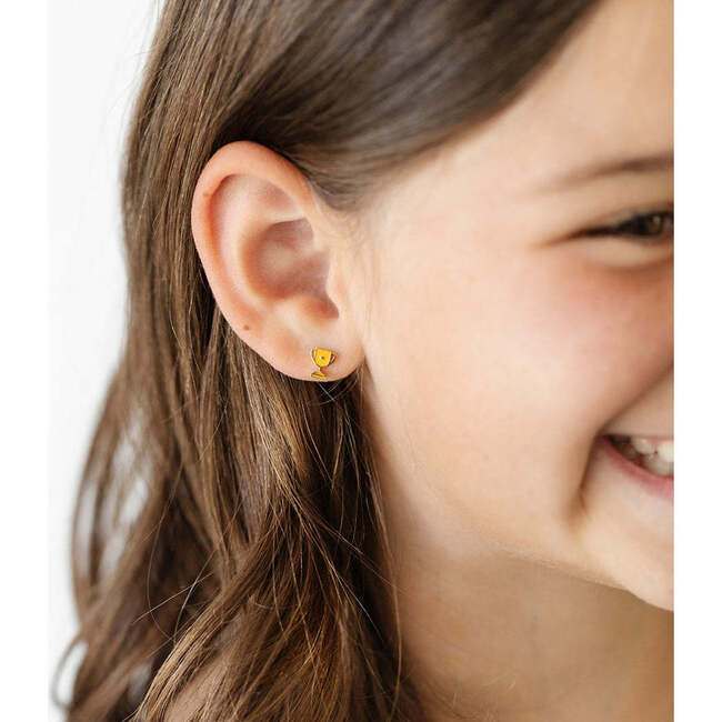 Trophy Stud Earrings, Gold - Earrings - 3